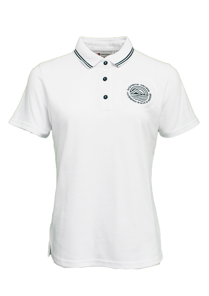 Otumoetai College SS Fitted Polo White/Dark Green